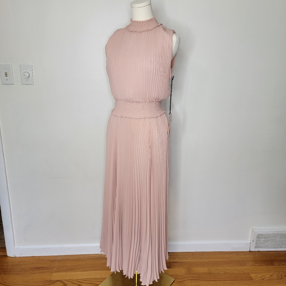 Nanette Lepore Ruched pleated High Neck Pleated Pastel Blush Pink Size 8